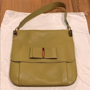 Ferragamo Lime color Leather shoulder Bag